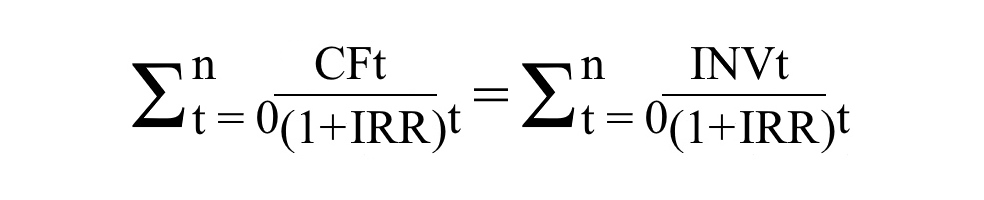 The internal rate of return (IRR) is the discount rate at which the discounted cash inflows from a particular project are equal to the discounted costs of the project The internal rate of return (IRR) is the discount rate at which the discounted cash inflows from a particular project are equal to the discounted costs of the project