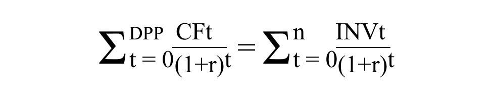 Discounted payback period (DPP) is the period over which the sum of the net cash flows, discounted at the completion of the investment, is equal to that investment Discounted payback period (DPP) is the period over which the sum of the net cash flows, discounted at the completion of the investment, is equal to that investment